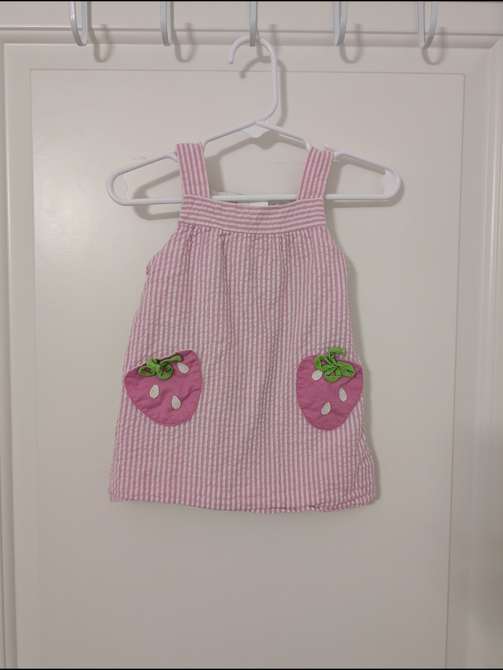 Florence Eiseman Baby 9M Pink Seersucker Strawberry Dress Vintage Style